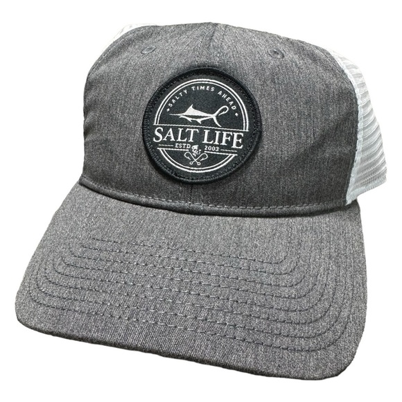Salt Life “Salty Times Ahead” Adjustable Men’s Mesh SnapBack Baseball Hat Grey - Picture 1 of 6